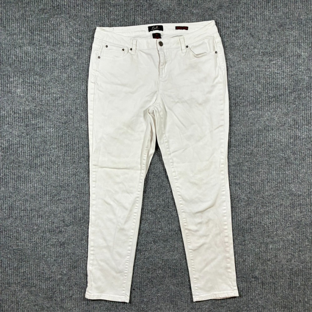 Earl Jean Womens Skinny Ankle‎ Jeans Size 12 White Denim Stretch Mid Rise